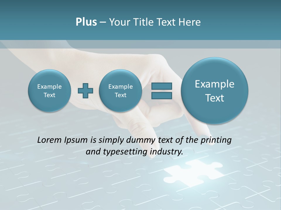 A Person Touching A Piece Of Puzzle On A Blue Surface PowerPoint Template