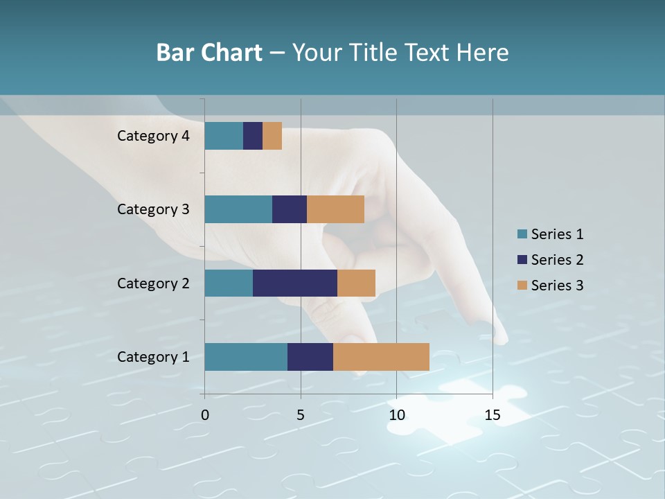 A Person Touching A Piece Of Puzzle On A Blue Surface PowerPoint Template