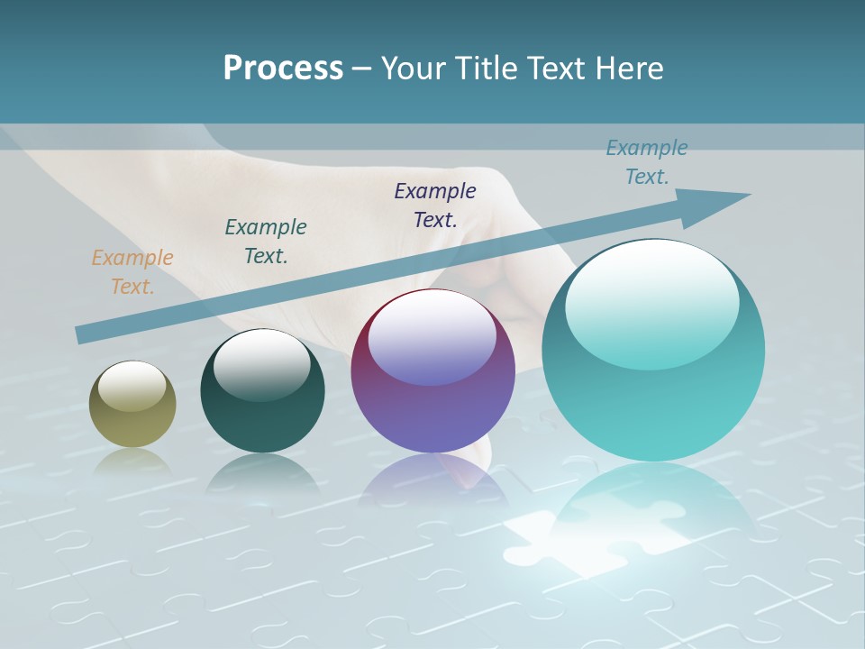 A Person Touching A Piece Of Puzzle On A Blue Surface PowerPoint Template