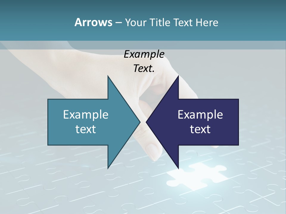 A Person Touching A Piece Of Puzzle On A Blue Surface PowerPoint Template