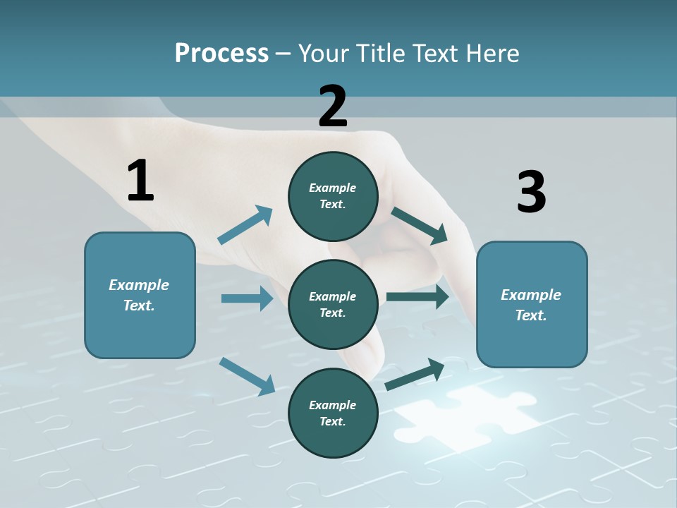 A Person Touching A Piece Of Puzzle On A Blue Surface PowerPoint Template