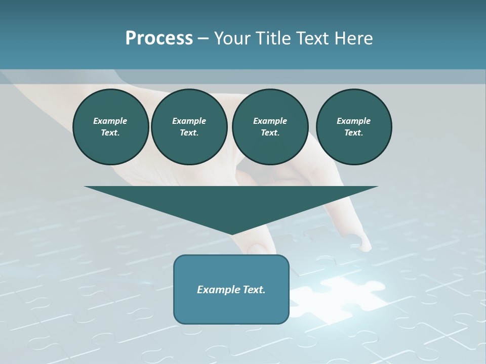 A Person Touching A Piece Of Puzzle On A Blue Surface PowerPoint Template