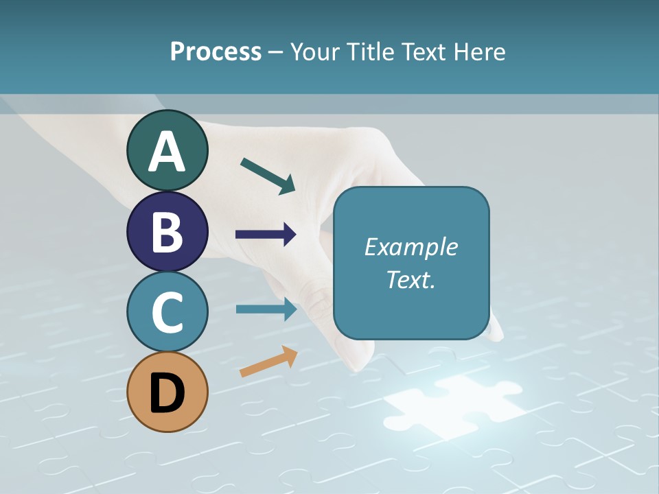 A Person Touching A Piece Of Puzzle On A Blue Surface PowerPoint Template