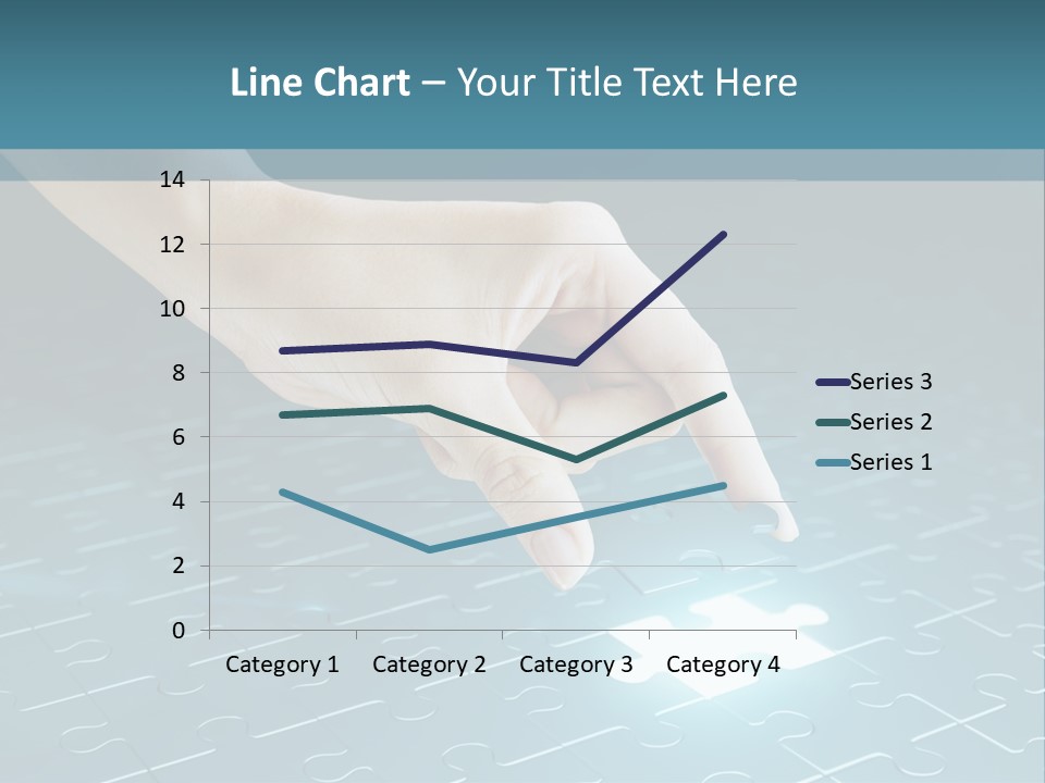 A Person Touching A Piece Of Puzzle On A Blue Surface PowerPoint Template
