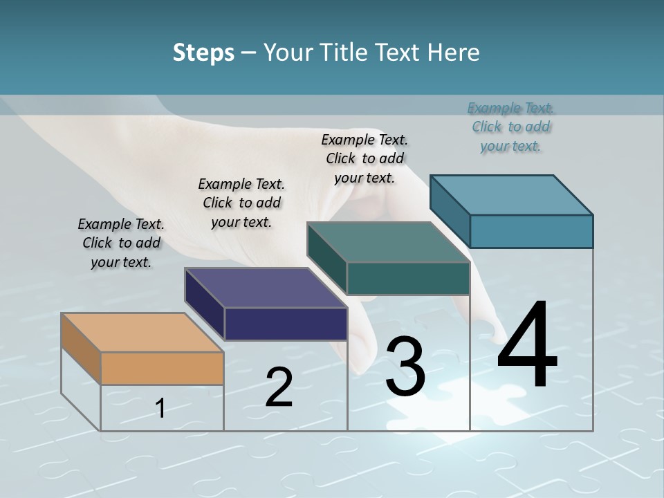 A Person Touching A Piece Of Puzzle On A Blue Surface PowerPoint Template