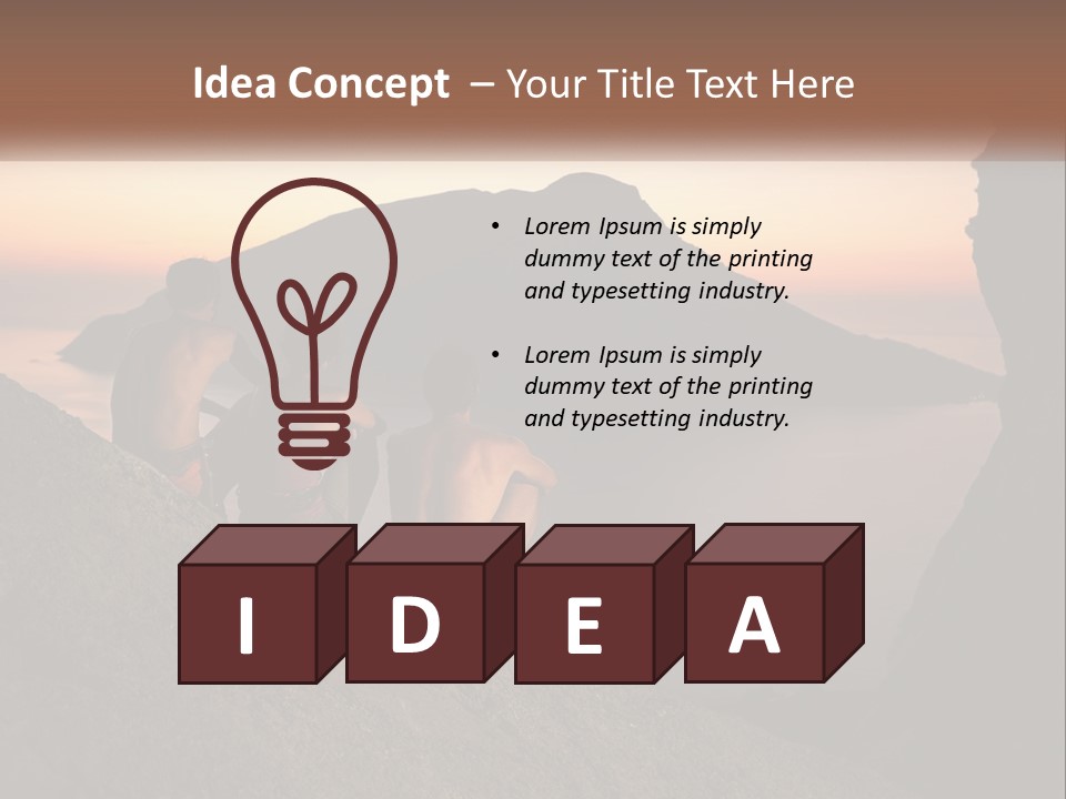 Two Men Sitting On A Cliff Overlooking A Body Of Water PowerPoint Template