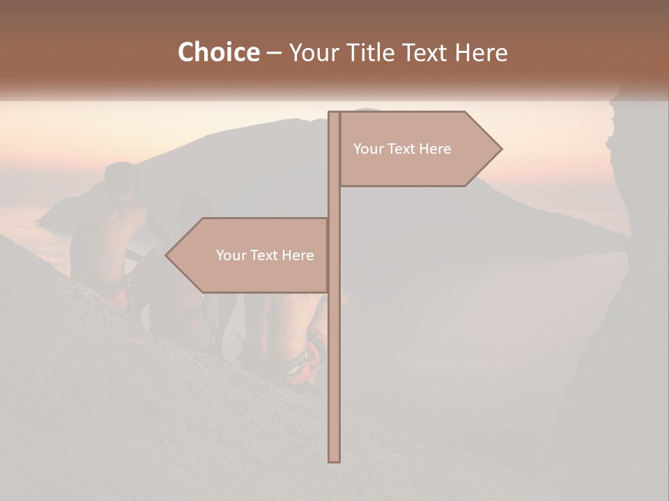 Two Men Sitting On A Cliff Overlooking A Body Of Water PowerPoint Template