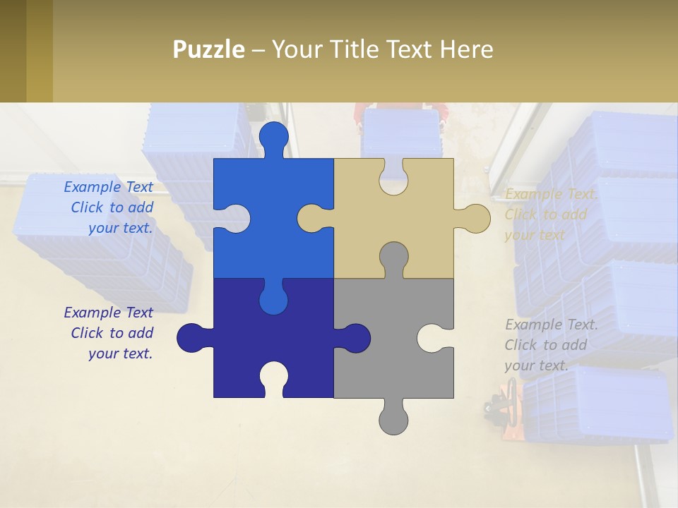 A Man In A Red Jacket Is Standing Next To A Bunch Of Blue Crates PowerPoint Template