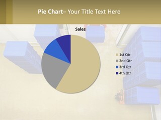 A Man In A Red Jacket Is Standing Next To A Bunch Of Blue Crates PowerPoint Template