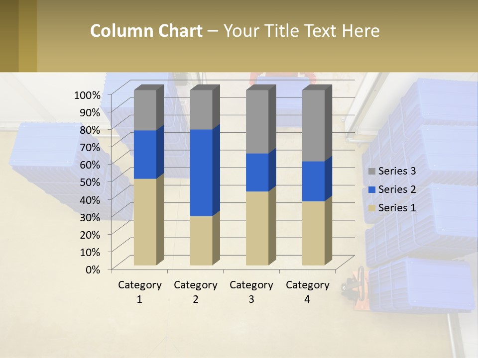 A Man In A Red Jacket Is Standing Next To A Bunch Of Blue Crates PowerPoint Template