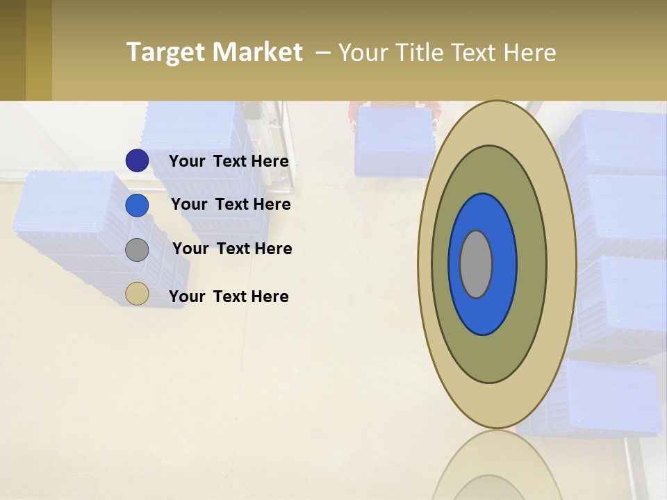 A Man In A Red Jacket Is Standing Next To A Bunch Of Blue Crates PowerPoint Template