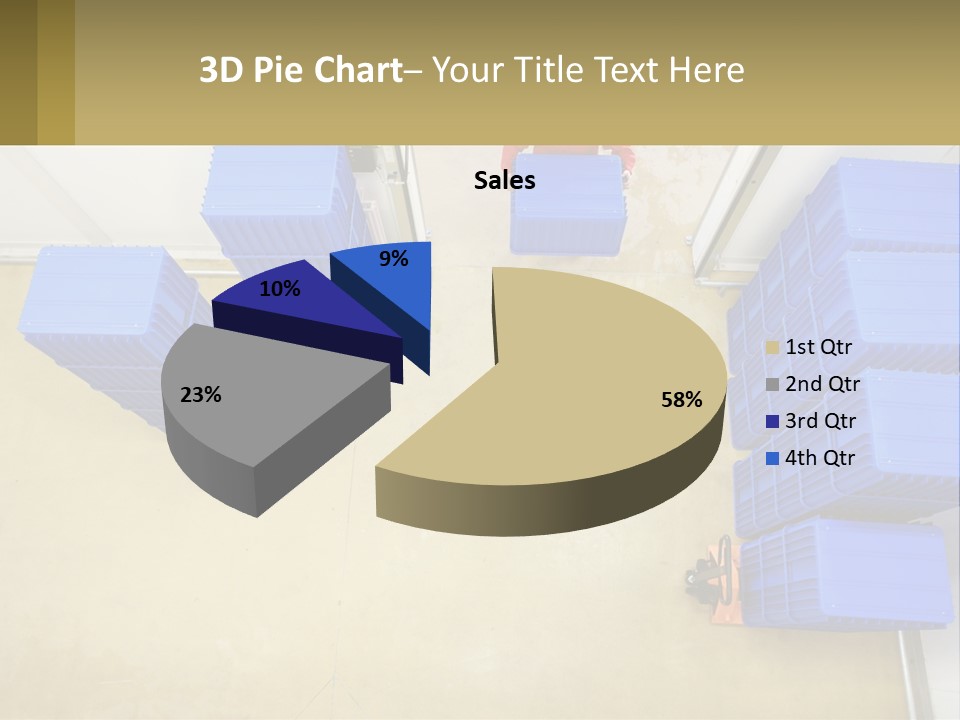 A Man In A Red Jacket Is Standing Next To A Bunch Of Blue Crates PowerPoint Template