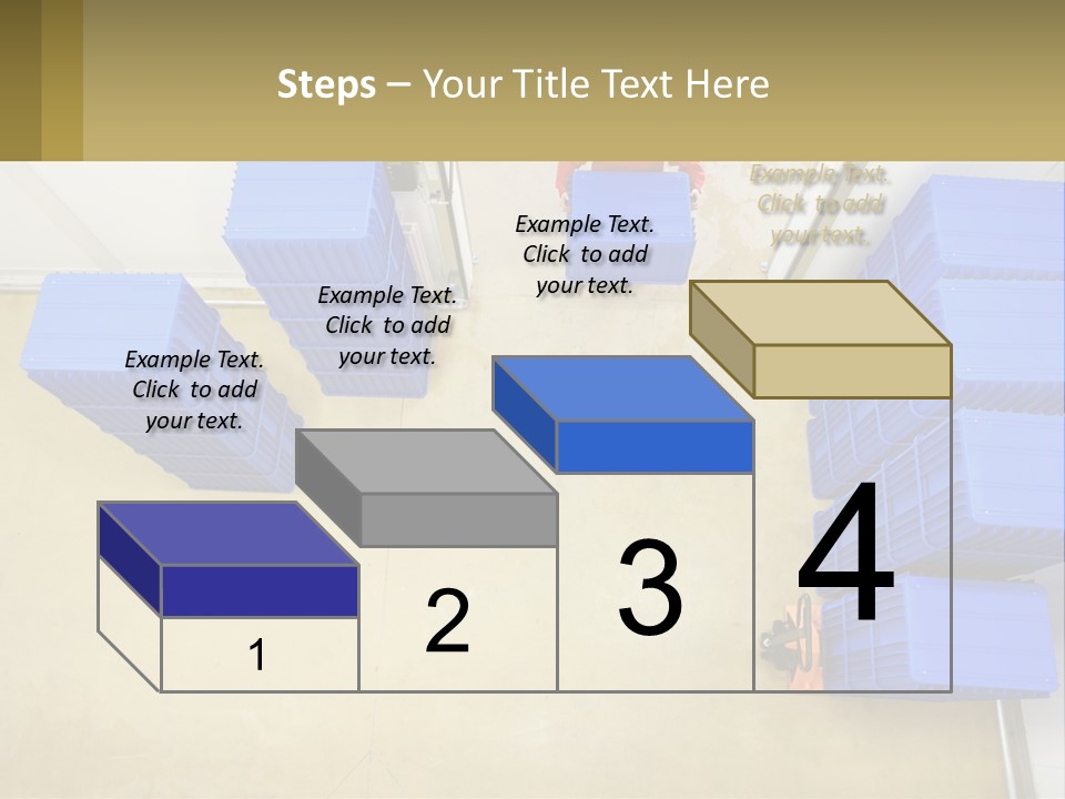 A Man In A Red Jacket Is Standing Next To A Bunch Of Blue Crates PowerPoint Template