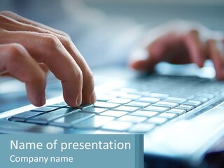 A Person Typing On A Laptop With Their Hands PowerPoint Template