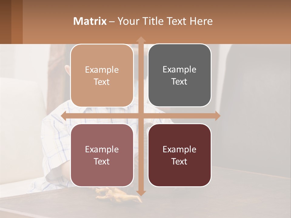 A Young Boy Sitting At A Table With A Toy PowerPoint Template