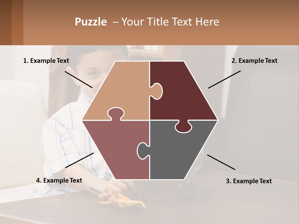 A Young Boy Sitting At A Table With A Toy PowerPoint Template