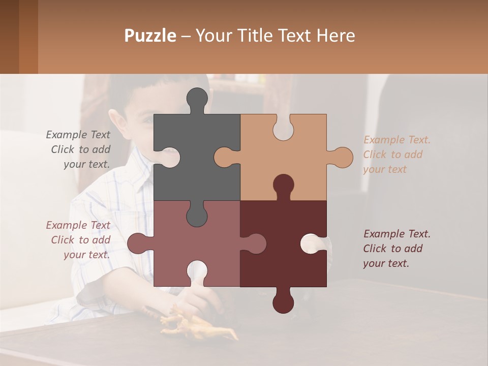 A Young Boy Sitting At A Table With A Toy PowerPoint Template