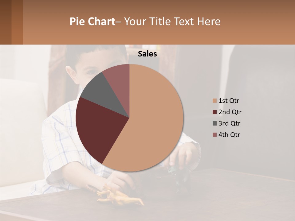 A Young Boy Sitting At A Table With A Toy PowerPoint Template