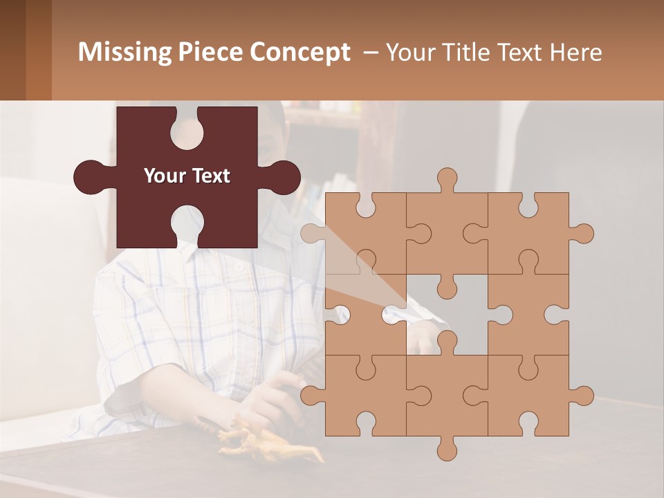 A Young Boy Sitting At A Table With A Toy PowerPoint Template