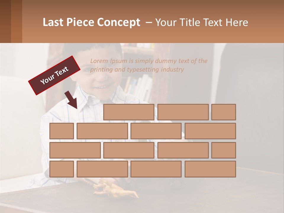 A Young Boy Sitting At A Table With A Toy PowerPoint Template