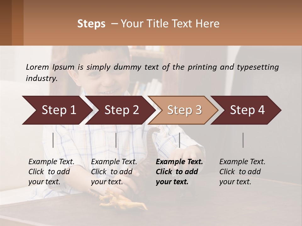 A Young Boy Sitting At A Table With A Toy PowerPoint Template