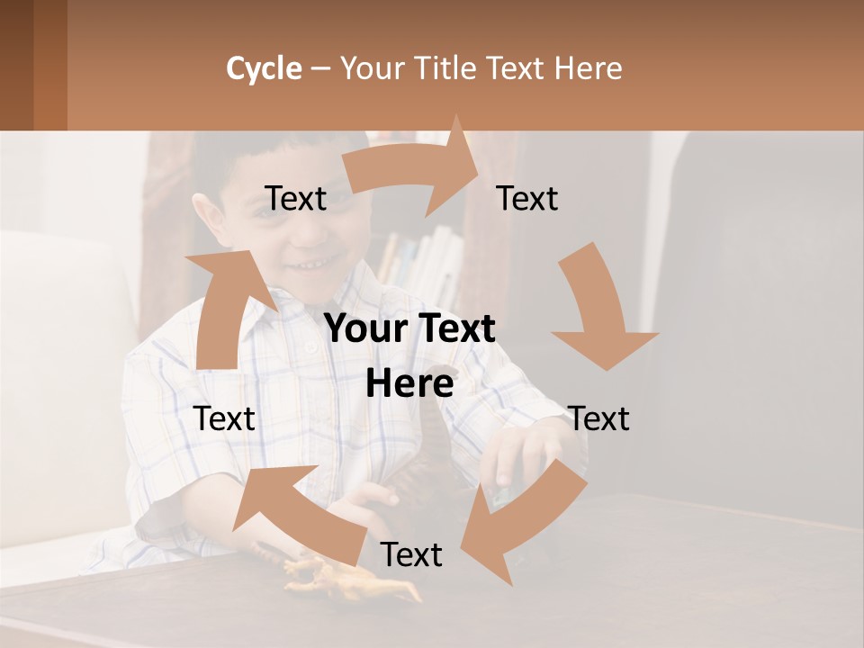 A Young Boy Sitting At A Table With A Toy PowerPoint Template