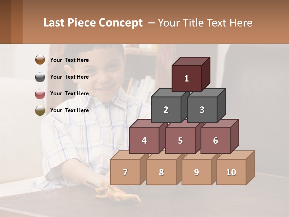 A Young Boy Sitting At A Table With A Toy PowerPoint Template
