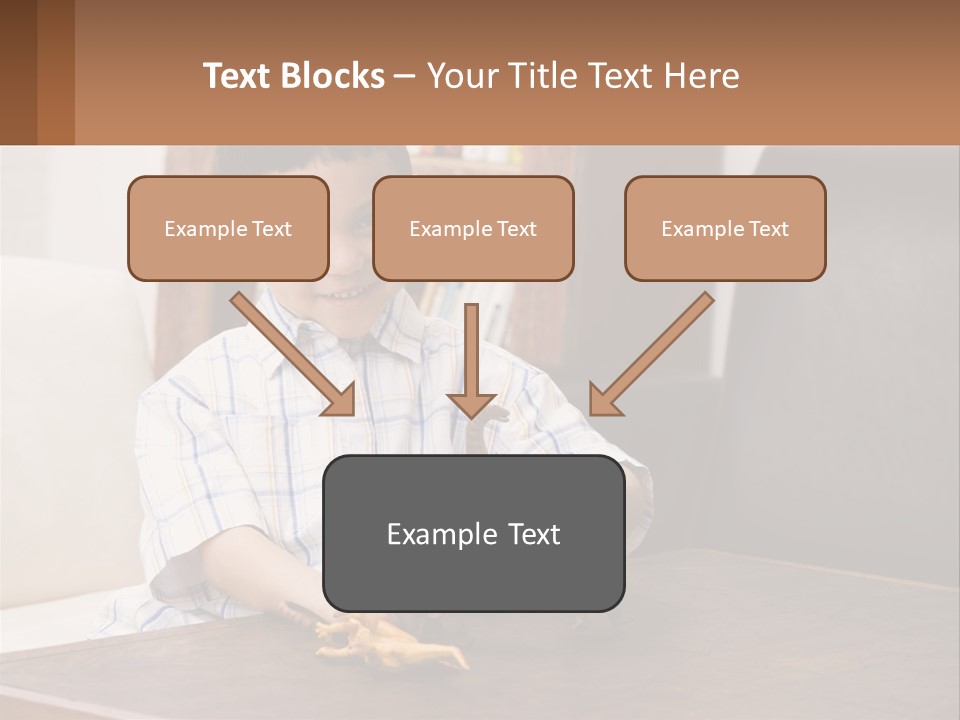A Young Boy Sitting At A Table With A Toy PowerPoint Template