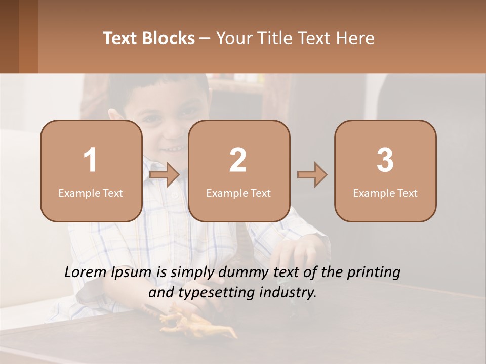 A Young Boy Sitting At A Table With A Toy PowerPoint Template