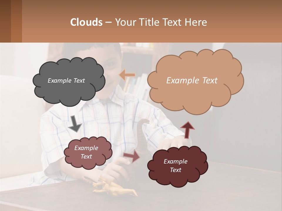 A Young Boy Sitting At A Table With A Toy PowerPoint Template