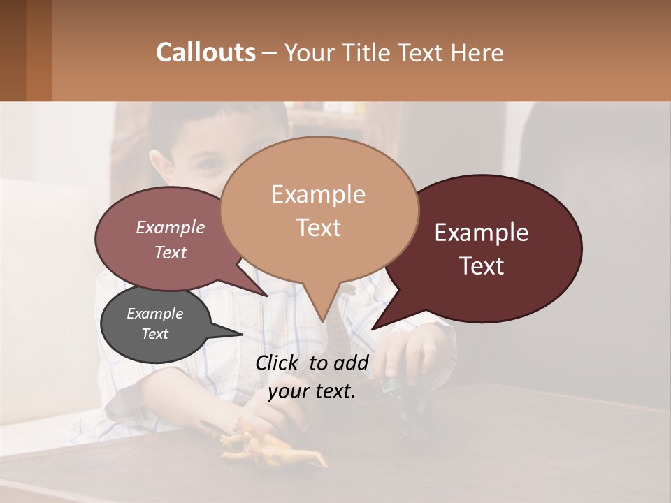 A Young Boy Sitting At A Table With A Toy PowerPoint Template