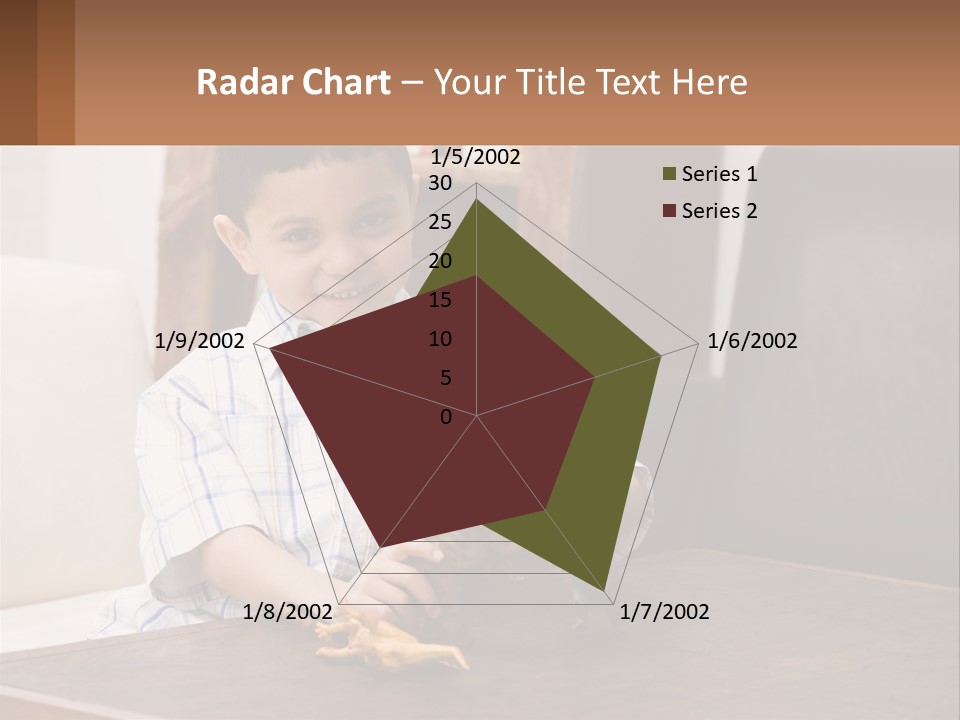 A Young Boy Sitting At A Table With A Toy PowerPoint Template