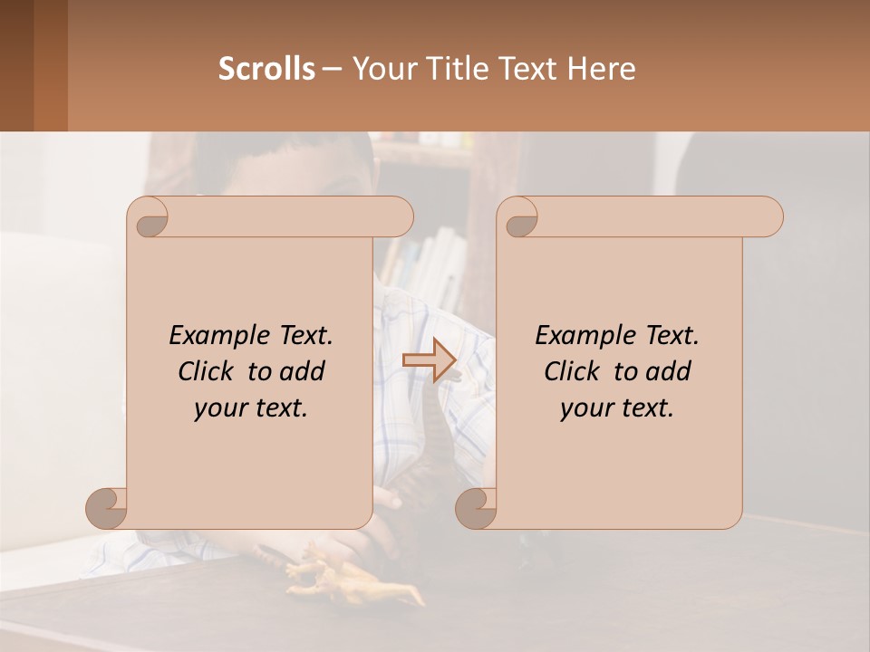 A Young Boy Sitting At A Table With A Toy PowerPoint Template