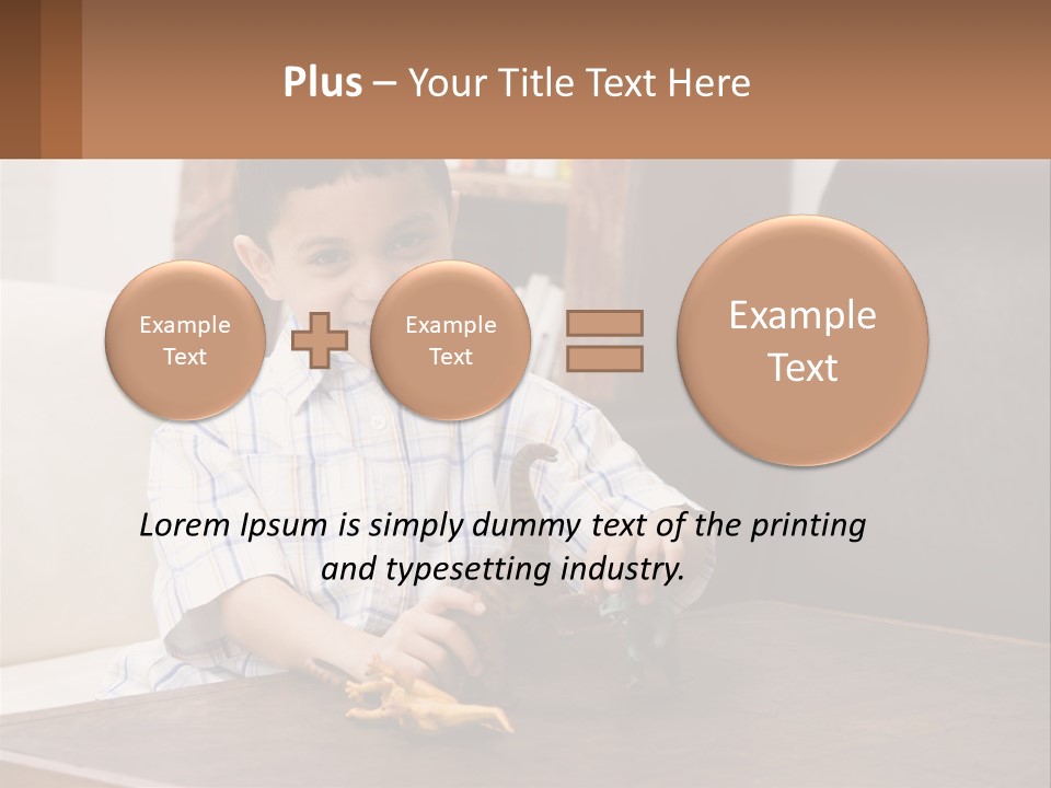 A Young Boy Sitting At A Table With A Toy PowerPoint Template