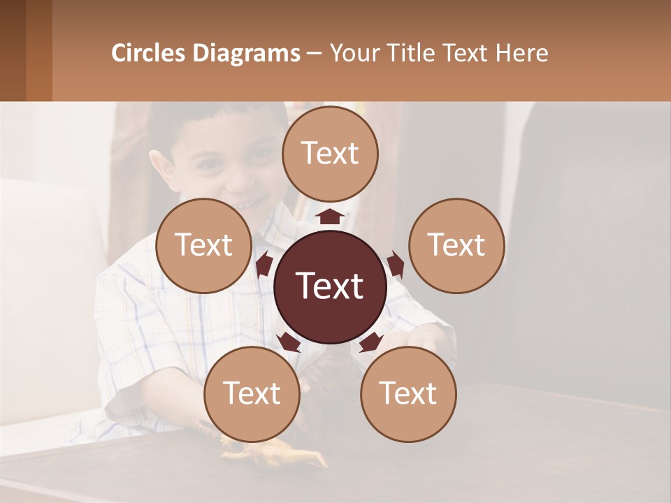 A Young Boy Sitting At A Table With A Toy PowerPoint Template