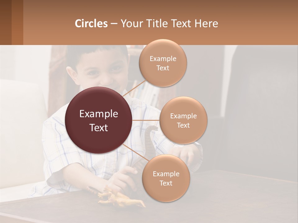 A Young Boy Sitting At A Table With A Toy PowerPoint Template