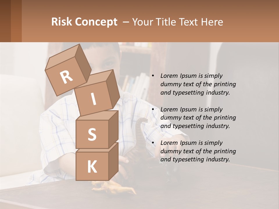 A Young Boy Sitting At A Table With A Toy PowerPoint Template