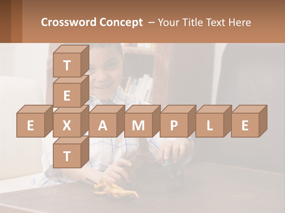 A Young Boy Sitting At A Table With A Toy PowerPoint Template