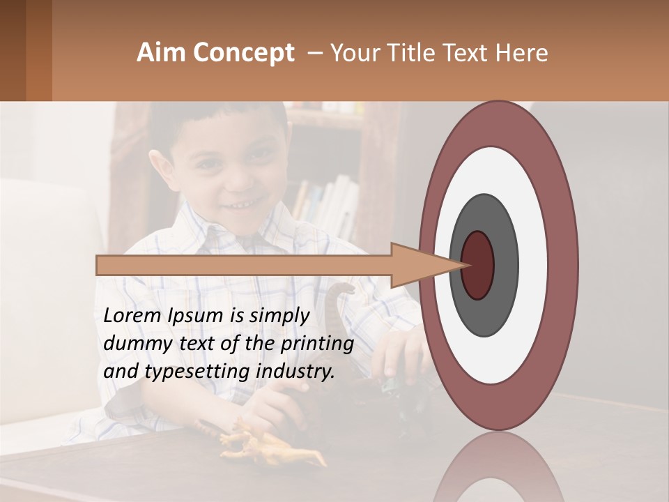 A Young Boy Sitting At A Table With A Toy PowerPoint Template