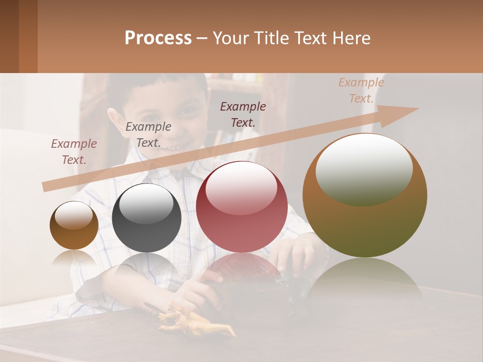 A Young Boy Sitting At A Table With A Toy PowerPoint Template