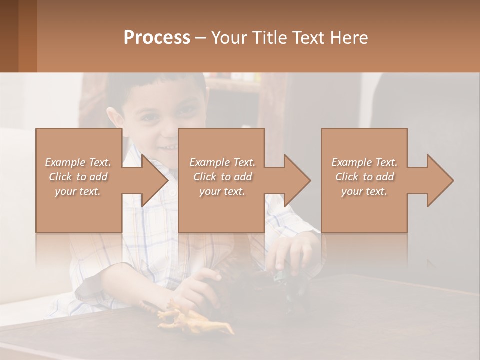 A Young Boy Sitting At A Table With A Toy PowerPoint Template