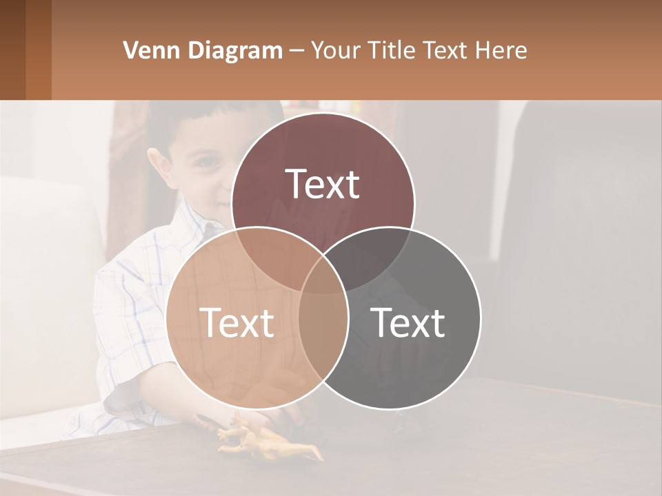 A Young Boy Sitting At A Table With A Toy PowerPoint Template