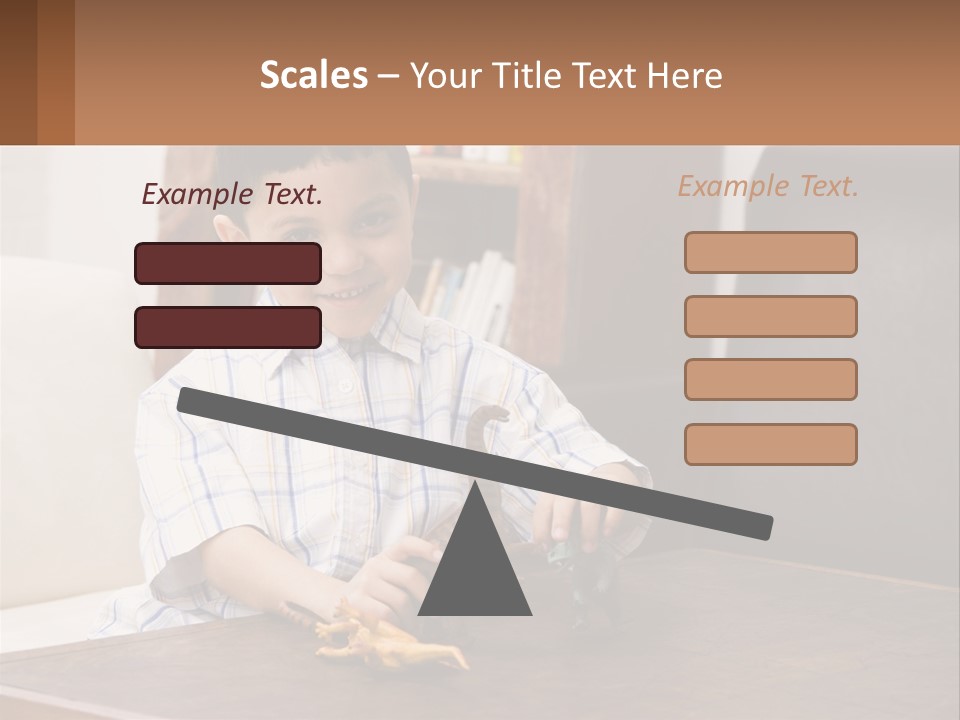 A Young Boy Sitting At A Table With A Toy PowerPoint Template