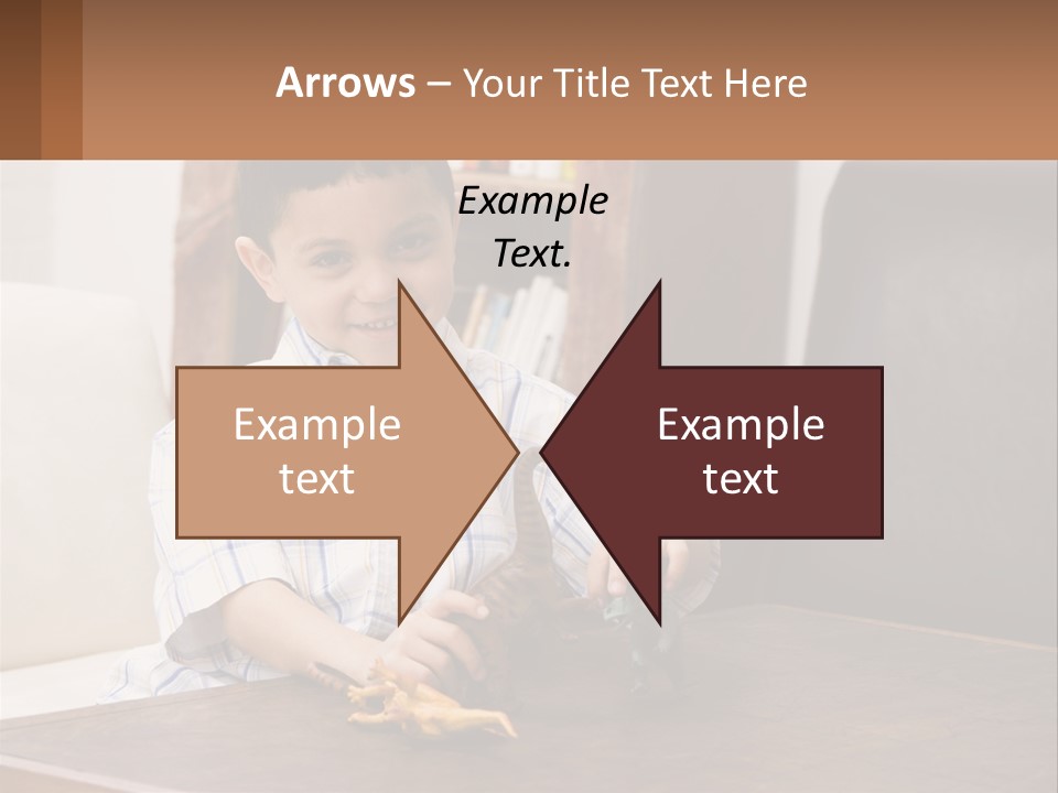 A Young Boy Sitting At A Table With A Toy PowerPoint Template