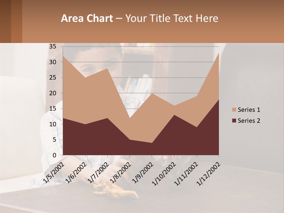 A Young Boy Sitting At A Table With A Toy PowerPoint Template