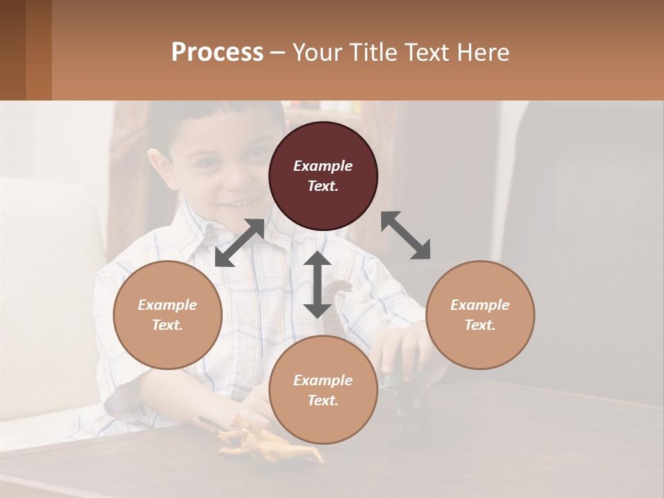 A Young Boy Sitting At A Table With A Toy PowerPoint Template