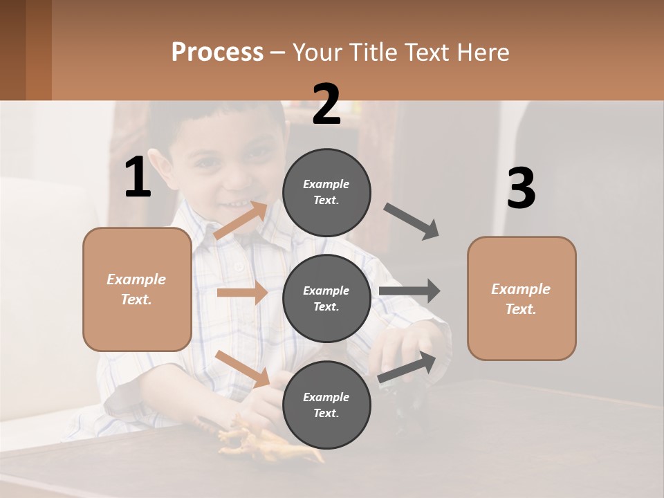A Young Boy Sitting At A Table With A Toy PowerPoint Template