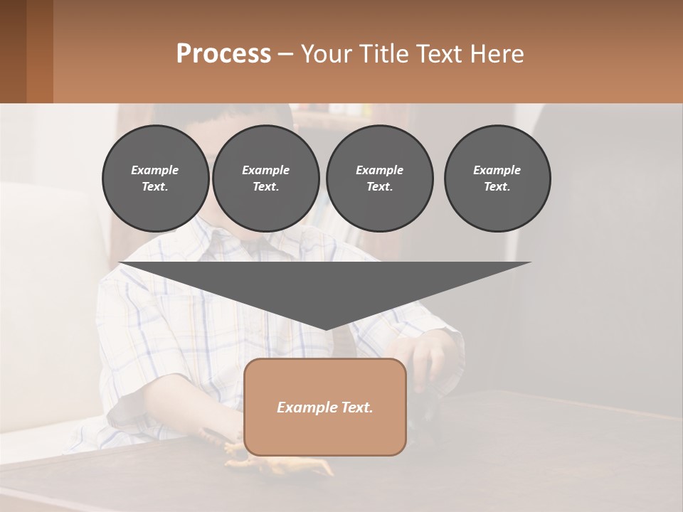 A Young Boy Sitting At A Table With A Toy PowerPoint Template