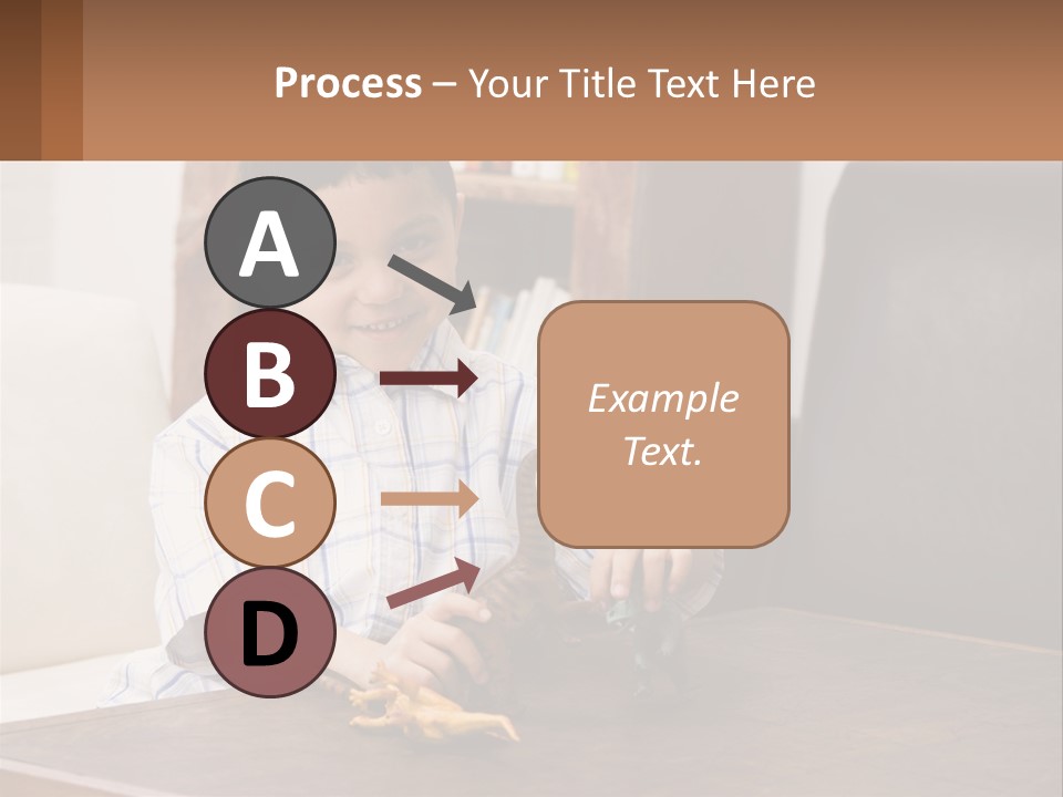 A Young Boy Sitting At A Table With A Toy PowerPoint Template