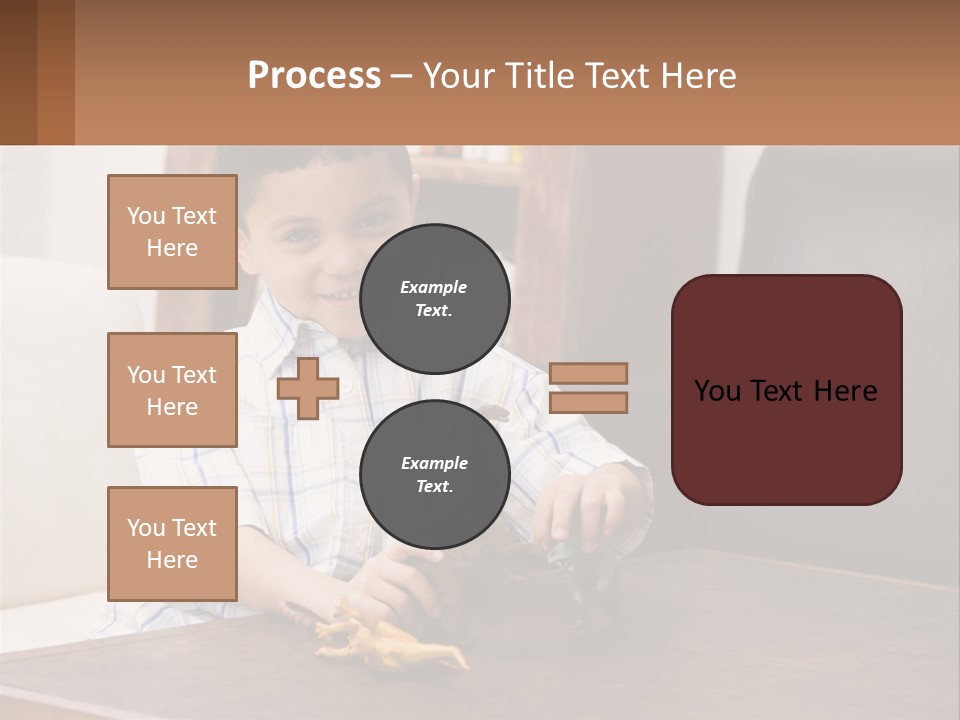 A Young Boy Sitting At A Table With A Toy PowerPoint Template